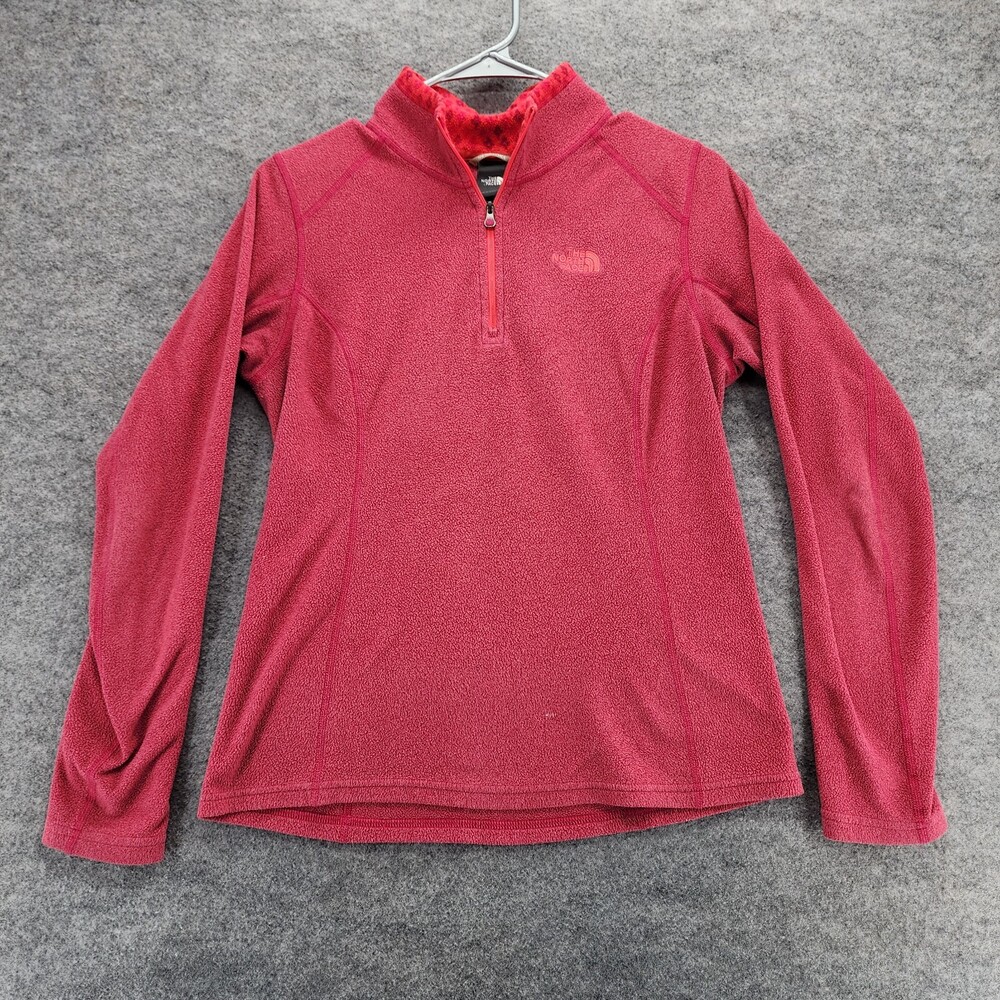 North Face Pullover Womens Small Red Fleece 1/4 Zip Mock Neck
